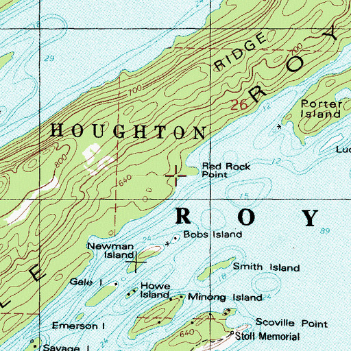 Topographic Map of Red Rock Point, MI