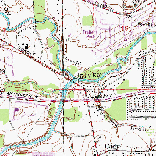 Topographic Map of Red Run, MI