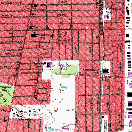 Topographic Map of Red Run Park, MI