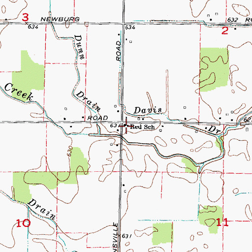 Topographic Map of Red School, MI