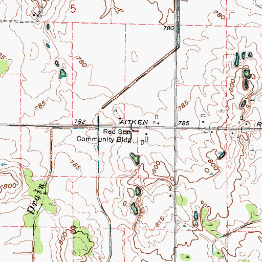 Topographic Map of Red Star Community Building, MI