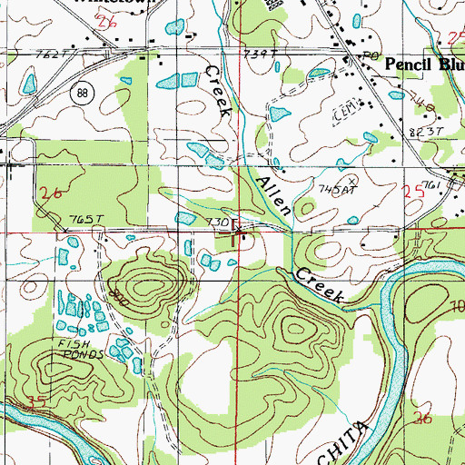 Topographic Map of Oak Hill Cemetery, AR