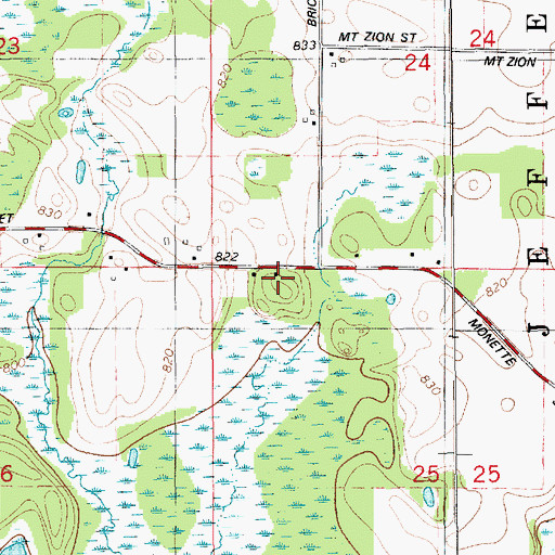 Topographic Map of Redfield School, MI