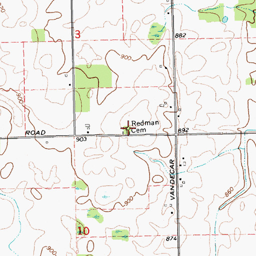 Topographic Map of Redman Cemetery, MI