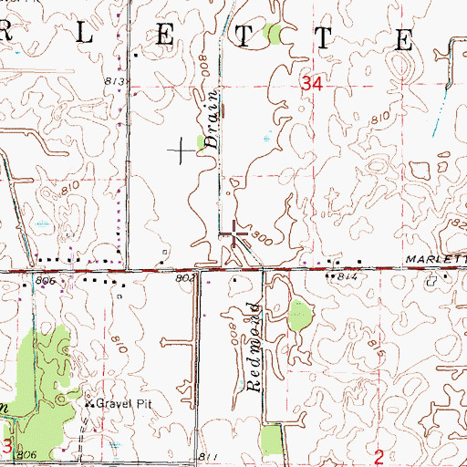 Topographic Map of Redmond Drain, MI