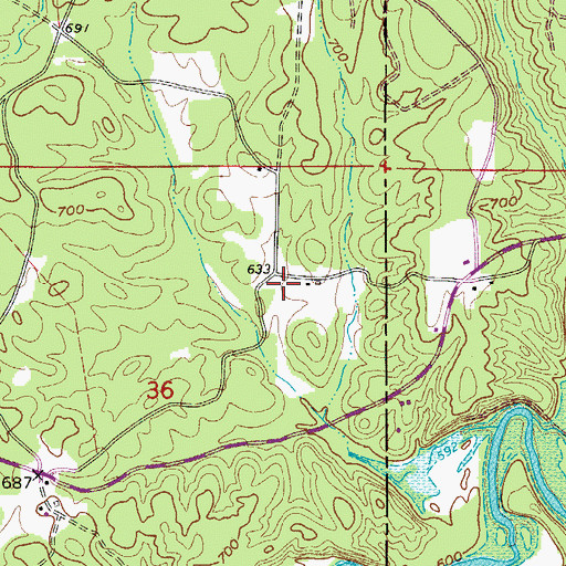 Topographic Map of Oakwood School (historical), AR
