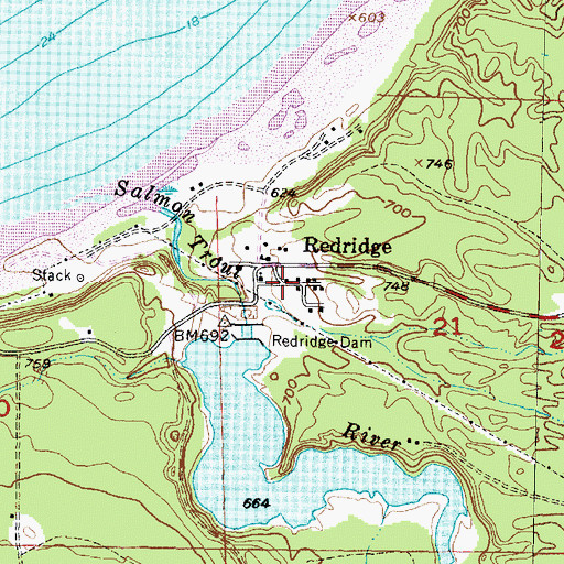 Topographic Map of Redridge, MI