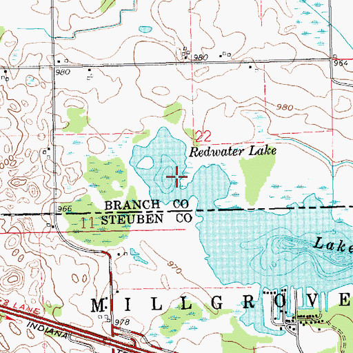 Topographic Map of Red Water Lake, MI
