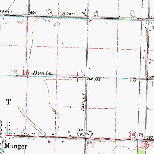 Topographic Map of Redy Drain, MI