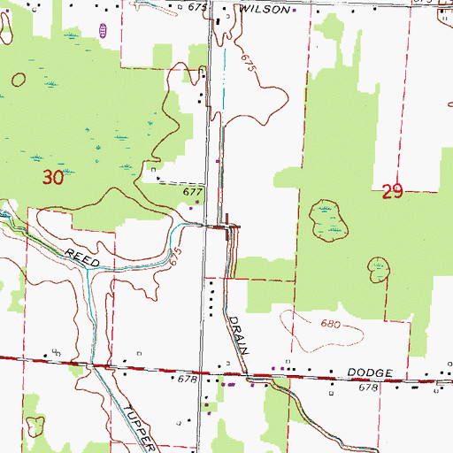 Topographic Map of Reed Drain, MI