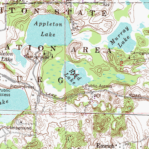 Topographic Map of Reed Lake, MI