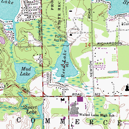 Topographic Map of Reed Lake, MI