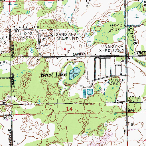 Topographic Map of Reed Lake, MI