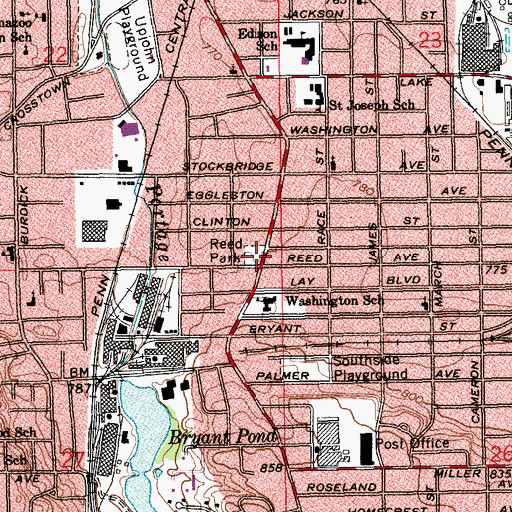 Topographic Map of Reed Park, MI