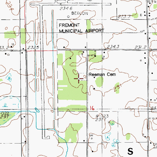 Topographic Map of Reeman Cemetery, MI