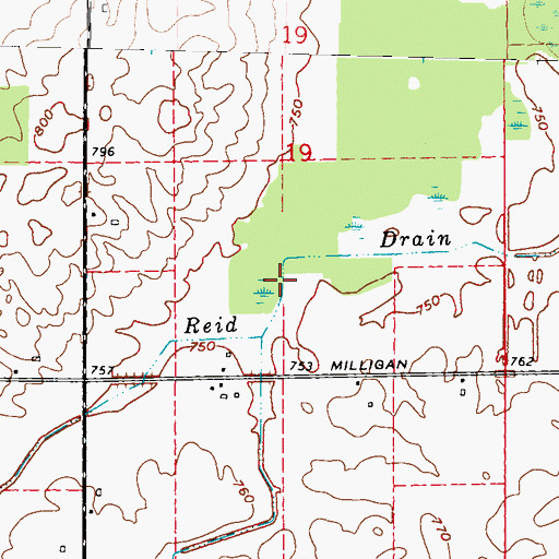 Topographic Map of Reid Drain, MI