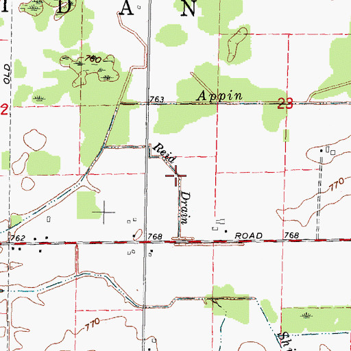 Topographic Map of Reid Drain, MI