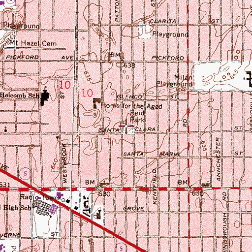 Topographic Map of Reid Park, MI
