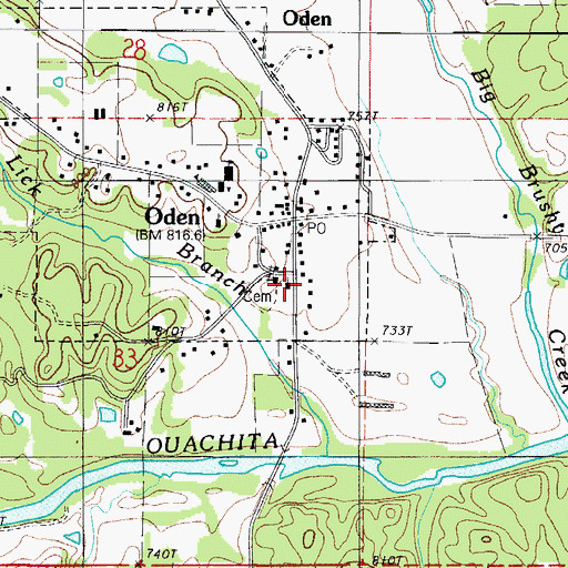 Topographic Map of Oden United Methodist Church, AR