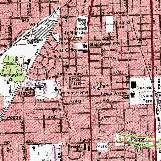 Topographic Map of Reola Park, MI