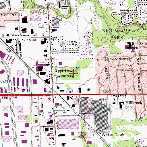 Topographic Map of Rest Lawn Cemetery, MI