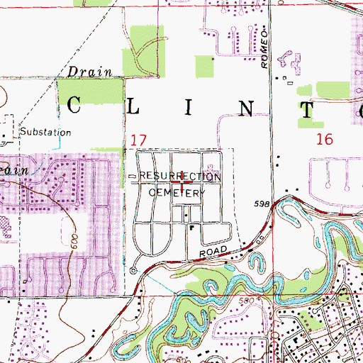 Topographic Map of Resurrection Cemetery, MI