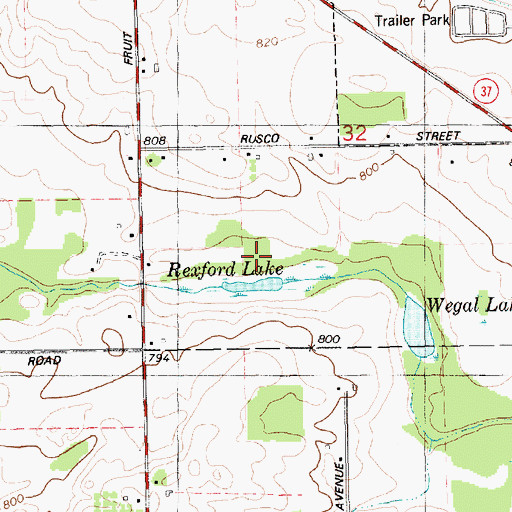 Topographic Map of Rexford Lake, MI
