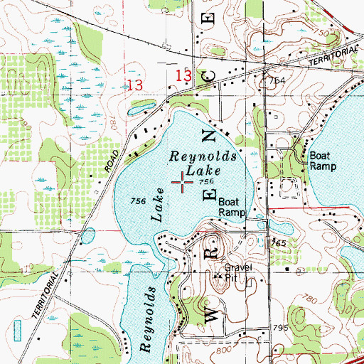 Topographic Map of Reynolds Lake, MI