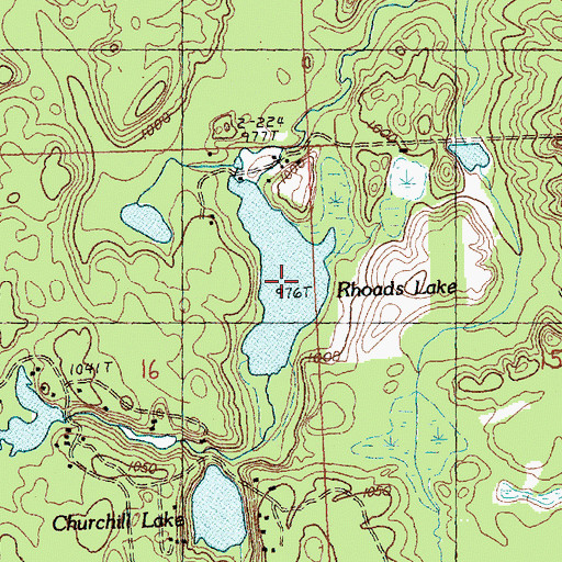 Topographic Map of Rhoads Lake, MI
