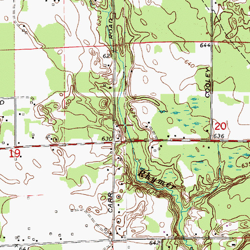 Topographic Map of Rhymer Creek, MI