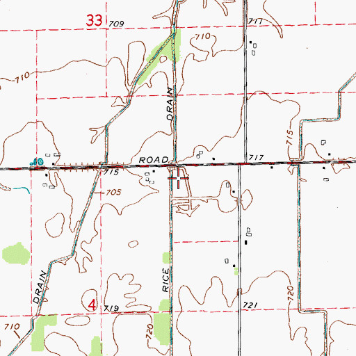 Topographic Map of Rice Drain, MI