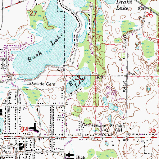 Topographic Map of Rice Lake, MI