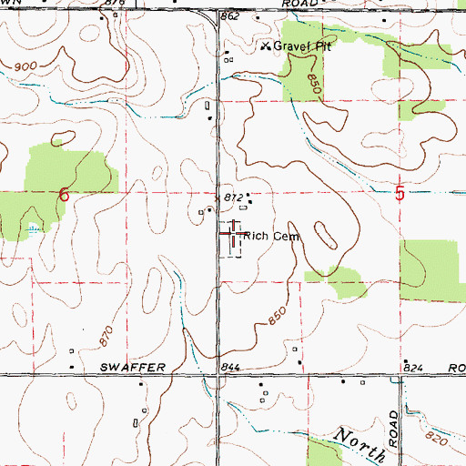 Topographic Map of Rich Cemetery, MI