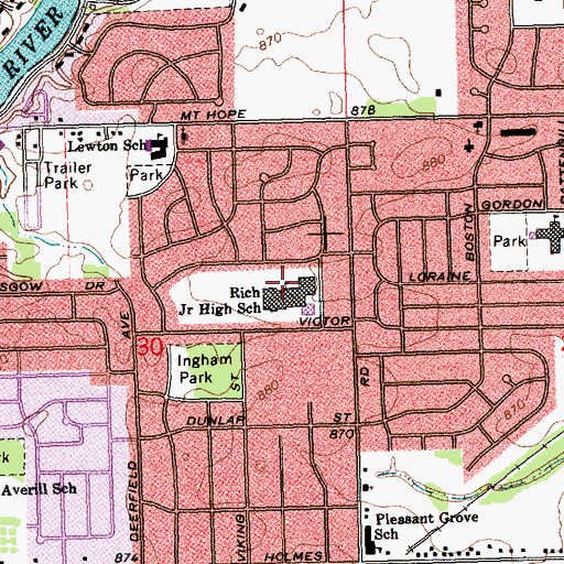 Topographic Map of Rich Junior High School, MI