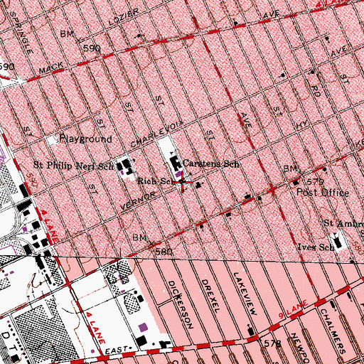 Topographic Map of Rich School, MI