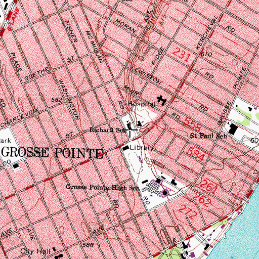 Topographic Map of Richard School, MI