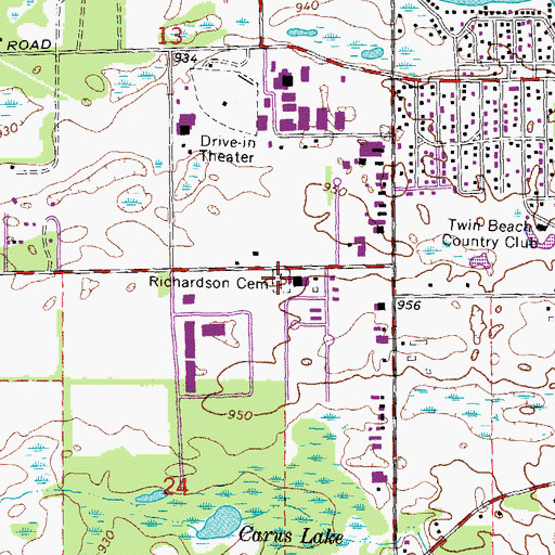 Topographic Map of Richardson Cemetery, MI