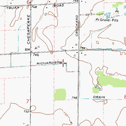 Topographic Map of Richardson Drain, MI