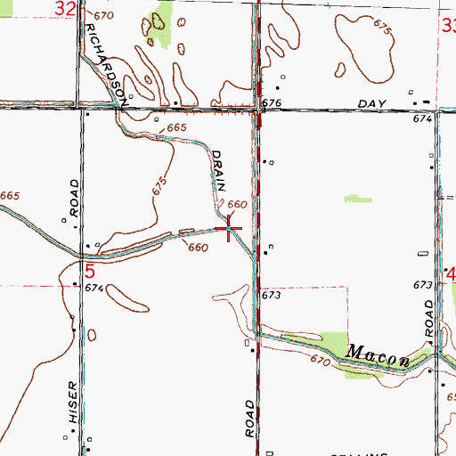 Topographic Map of Richardson Drain, MI