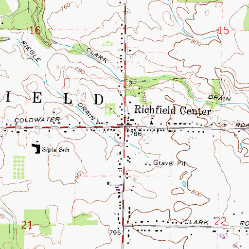 Topographic Map of Richfield Center, MI