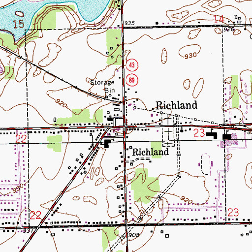Topographic Map of Richland, MI