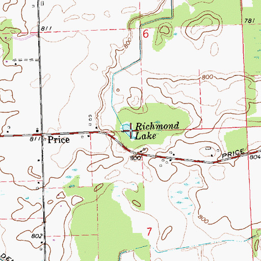 Topographic Map of Richmond Lake, MI