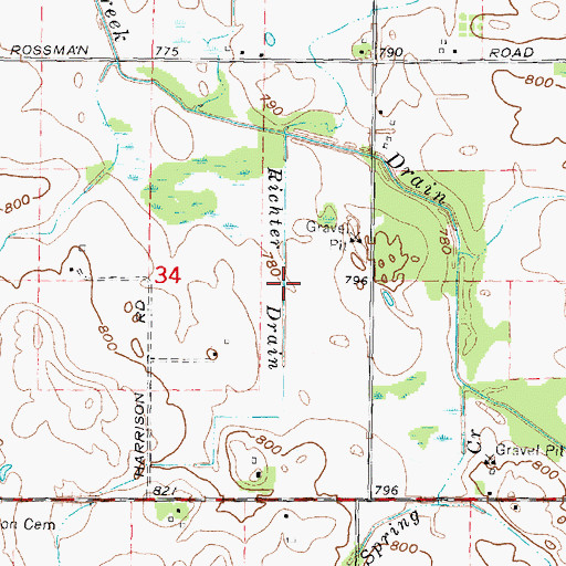 Topographic Map of Richter Drain, MI