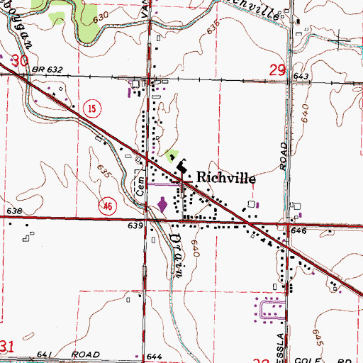 Topographic Map of Richville, MI