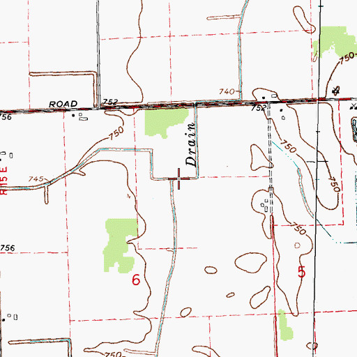 Topographic Map of Rickett Drain, MI