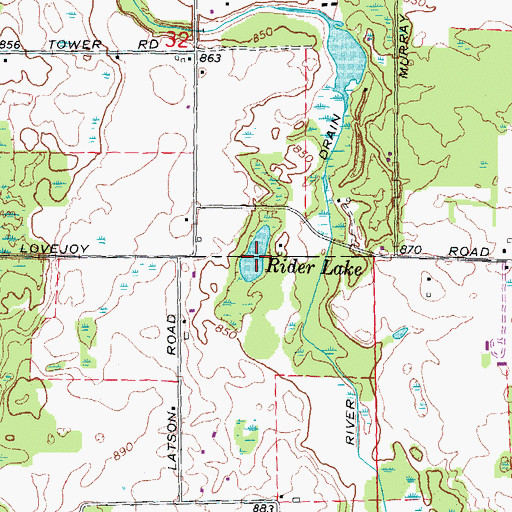 Topographic Map of Rider Lake, MI