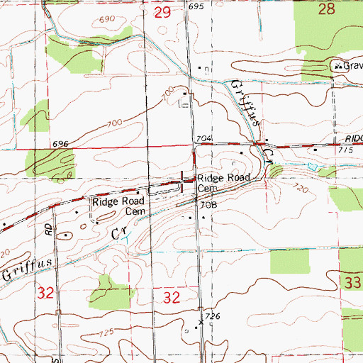 Topographic Map of Ridge Road Cemetery, MI