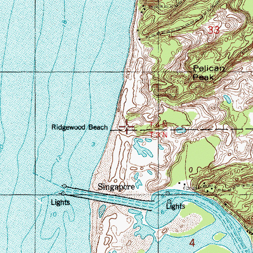 Topographic Map of Ridgewood Beach, MI