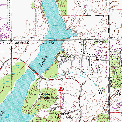 Topographic Map of Ridgewood Picnic Area, MI