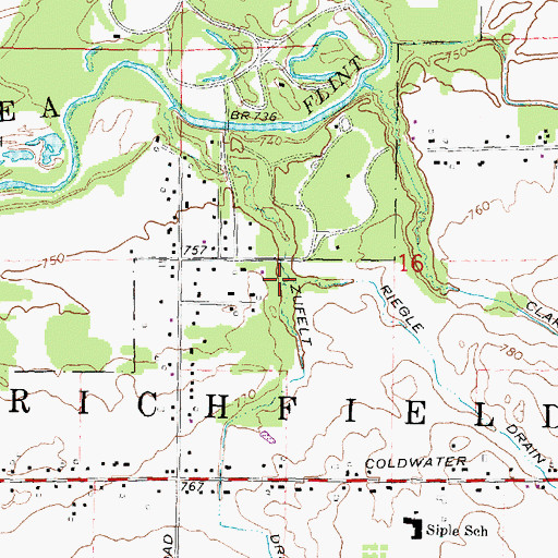 Topographic Map of Riegle Drain, MI
